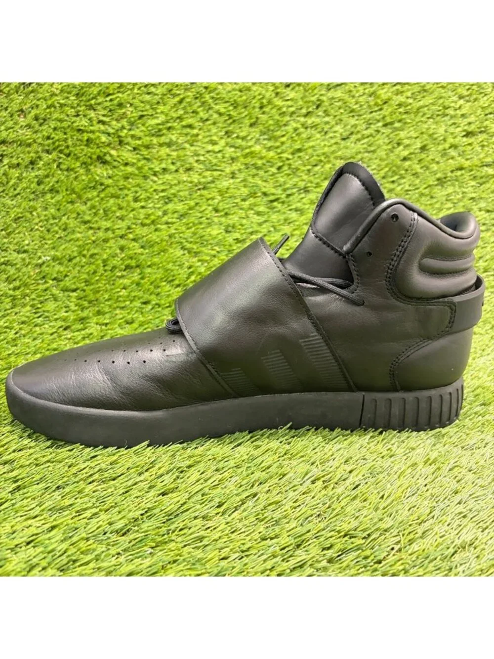 Adidas Tubular Invader Strap Mens Size 12 Black Athletic Leather Shoes Sneakers